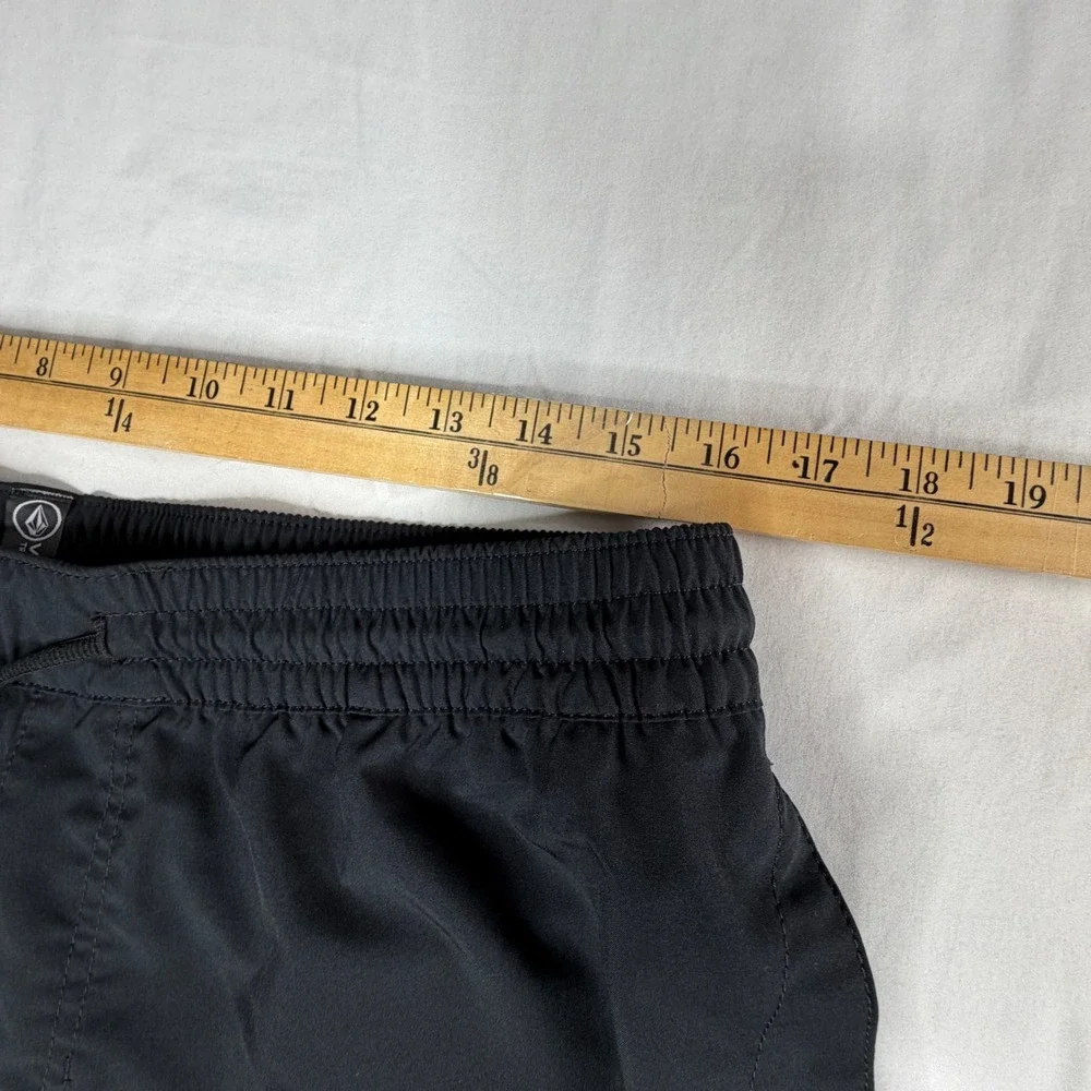 Volcom Mens Black Swim Trunks Shorts Elastic Waist Drawstring Size XL